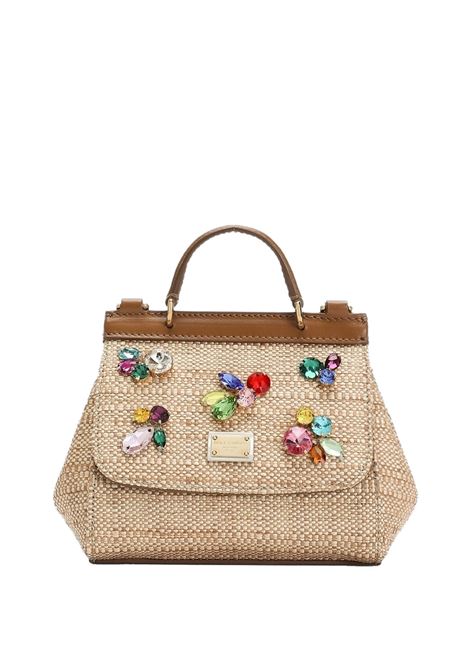 Borsa a Mano Sicily In Rafia Beige Con Applicazioni DOLCE & GABBANA KIDS | EB0003-AS76887183